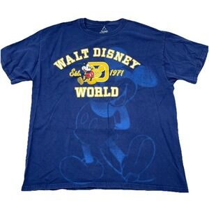 Disney Shirt Men Large Blue Tee Mickey Mouse Walt Disney World Resort Retro Y2K